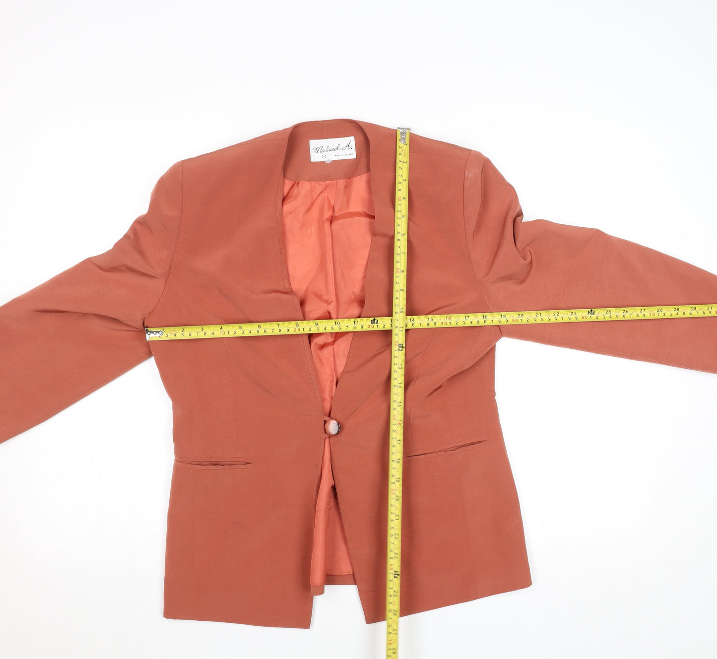 Michael H. Womens Brown Blazer Size 10 Lined Single Button Jacket