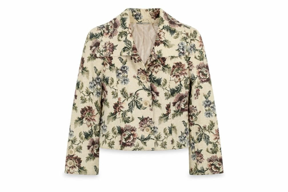 Wallis Womens Beige Floral Short Blazer Jacket Size 14