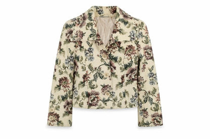 Wallis Womens Beige Floral Short Blazer Jacket Size 14