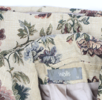 Wallis Womens Beige Floral Short Blazer Jacket Size 14