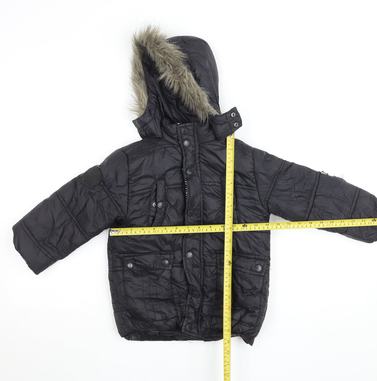 Firetrap Girls Black Faux Fur Hooded Puffer Jacket 4-5 Years