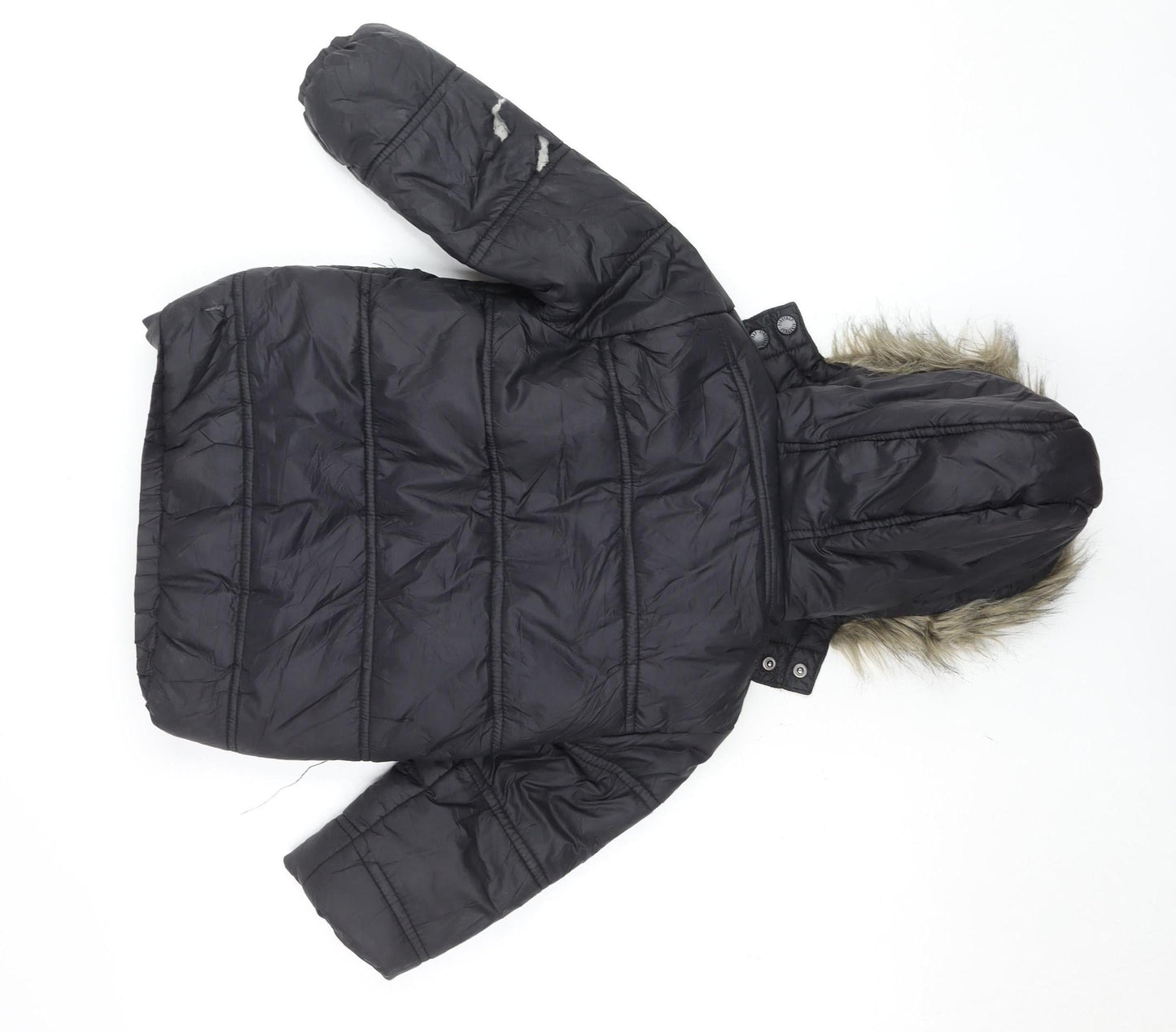 Firetrap Girls Black Faux Fur Hooded Puffer Jacket 4-5 Years