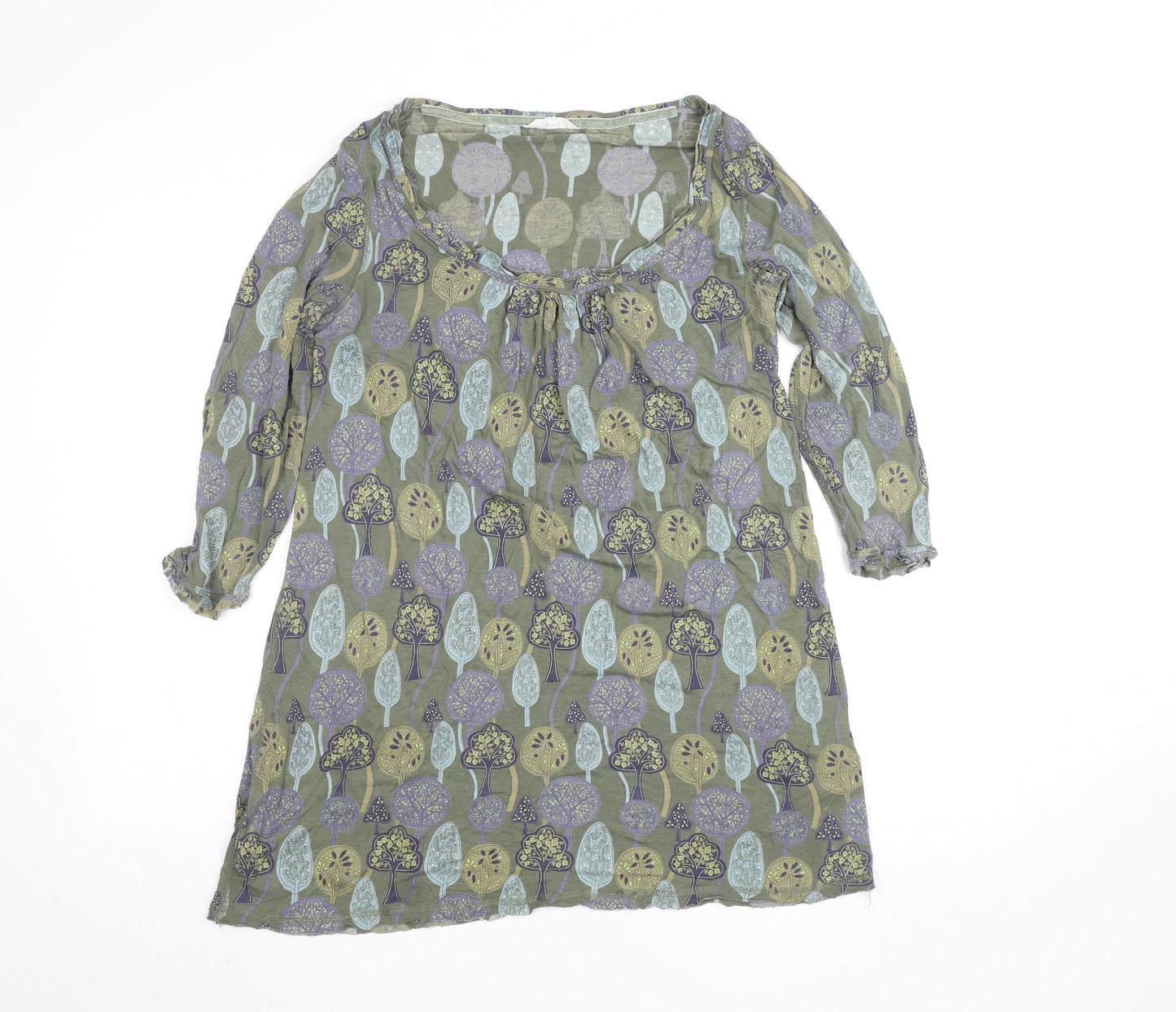 White Stuff Women’s Green Floral Print 3/4 Sleeve Tunic Blouse Size 12