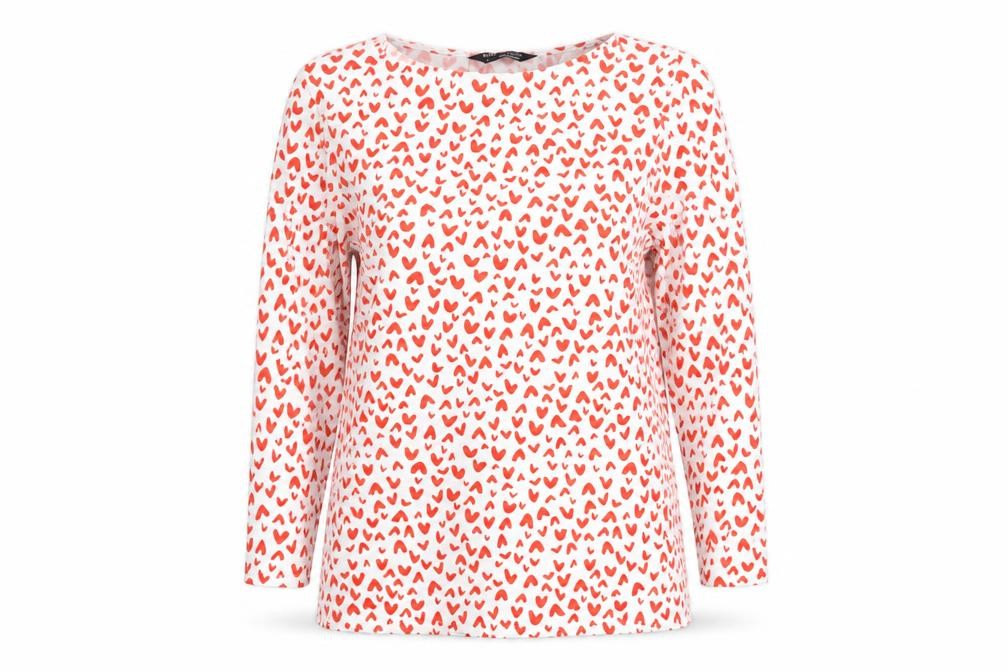 Marks & Spencer Women's Pink Heart Print 3/4 Sleeve T-Shirt Size 10