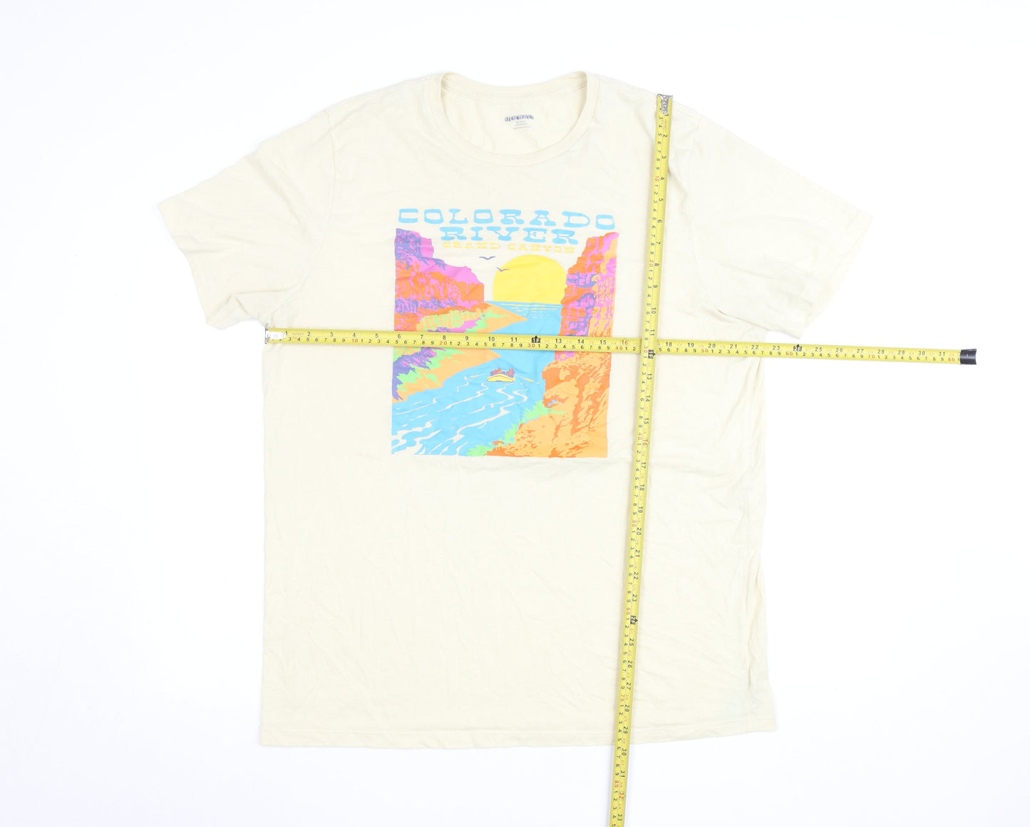 Old Navy Men’s Beige XLT Tall Graphic Print Cotton T-Shirt