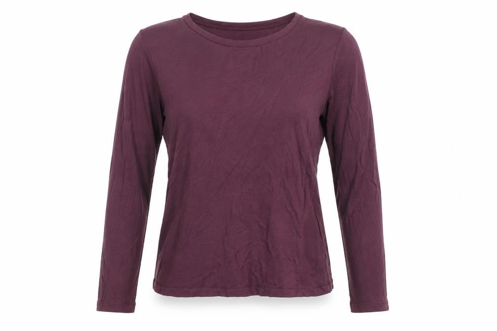 Zara Women Purple Cotton Long Sleeve Basic T-Shirt Size S