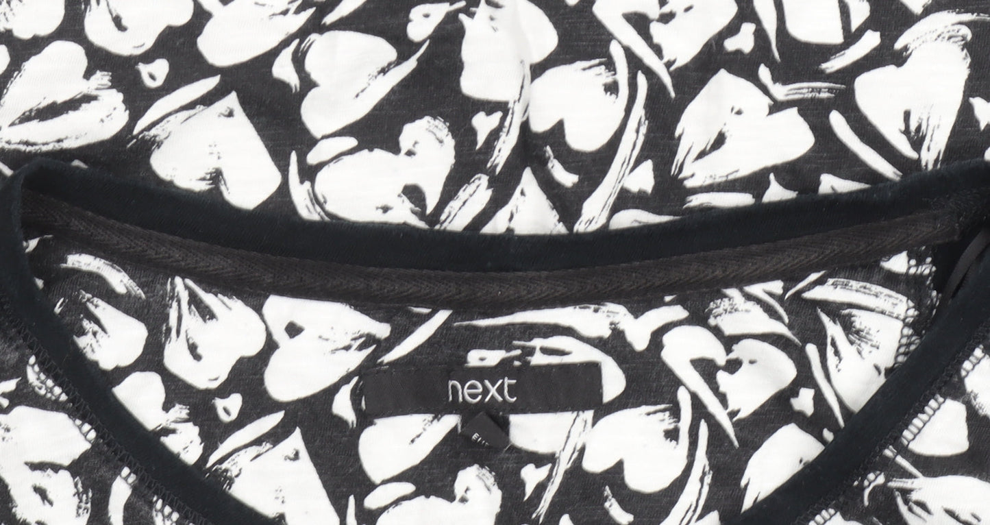 Next Women’s Black Floral Cotton 3/4 Sleeve T-Shirt Size 14