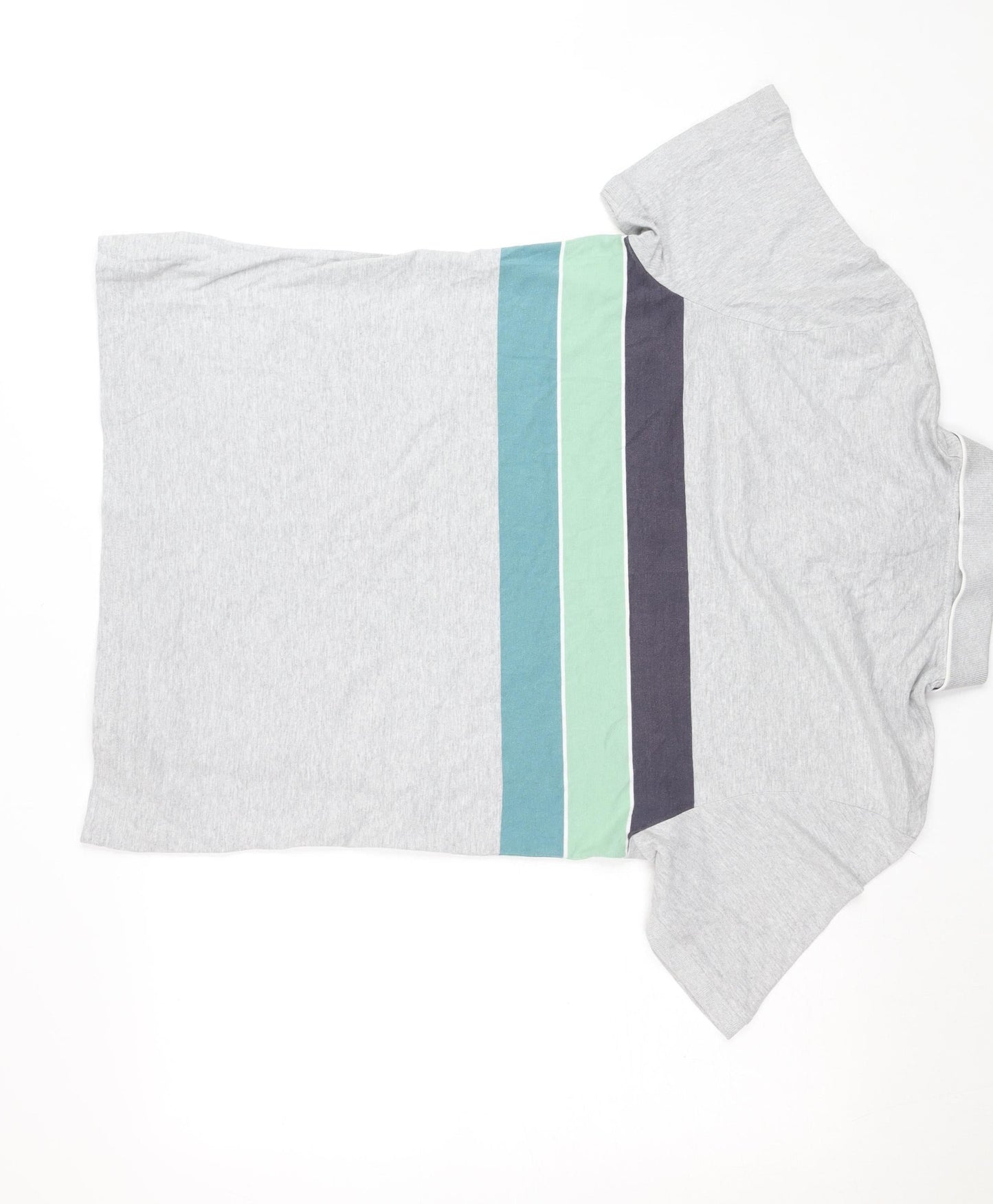 F&F Mens Grey Colourblock Cotton Blend Polo Shirt Size L