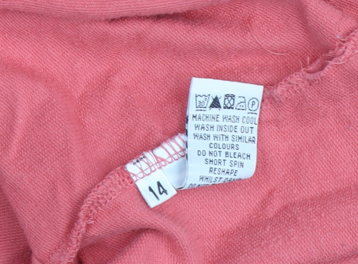 Colours by Alice Women’s Pink Polka Dot Henley Sweatshirt Size 14 Cotton