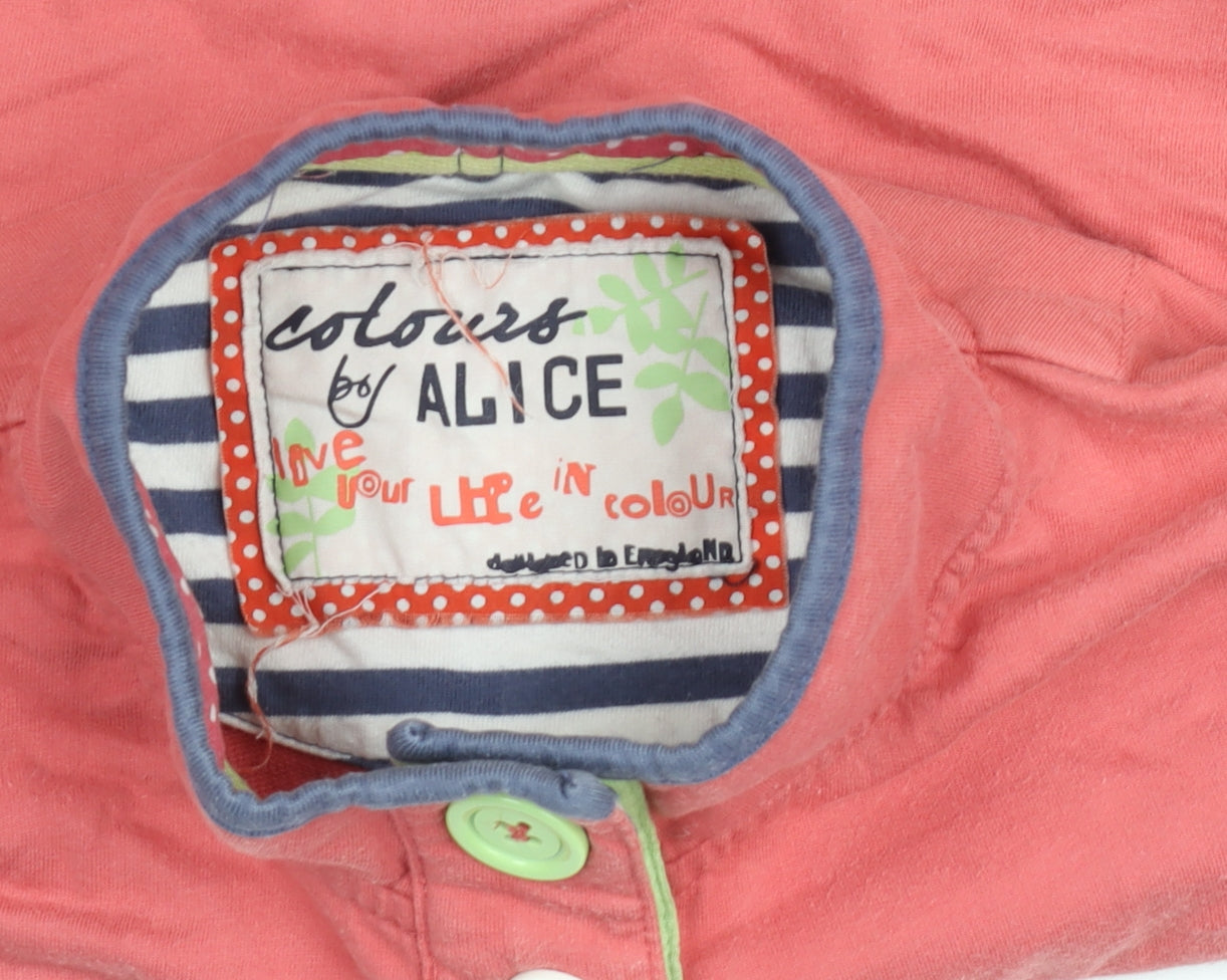 Colours by Alice Women’s Pink Polka Dot Henley Sweatshirt Size 14 Cotton