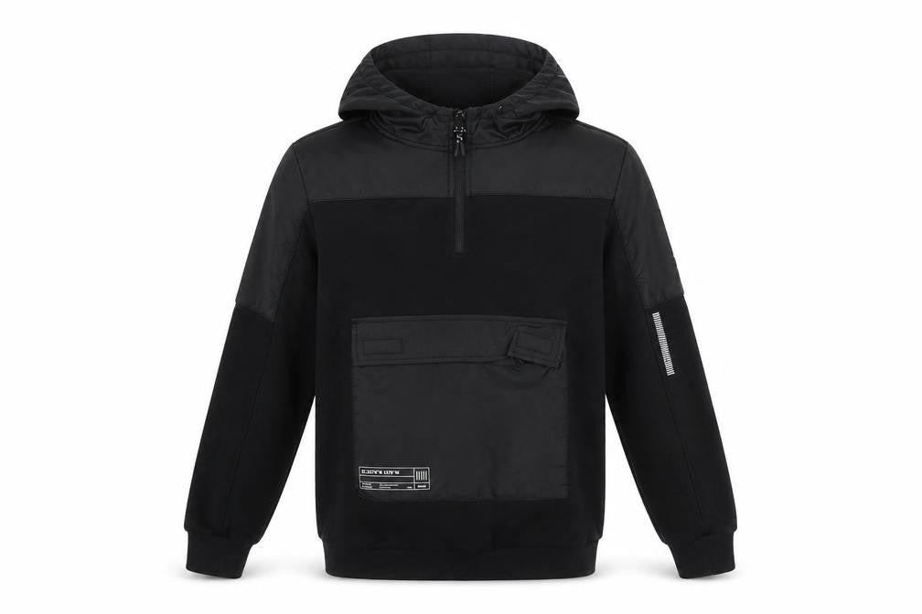 Primark Boys Black 10-11 Years Pullover Hoodie with Zip Pocket