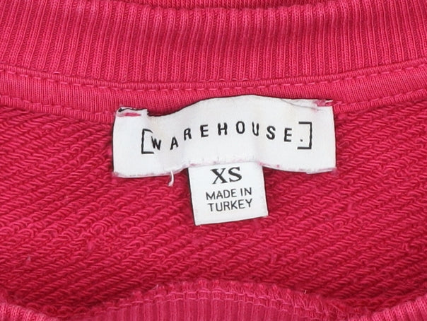 Warehouse Womens Pink Graphic Pullover Sweatshirt XS Cotton Blend