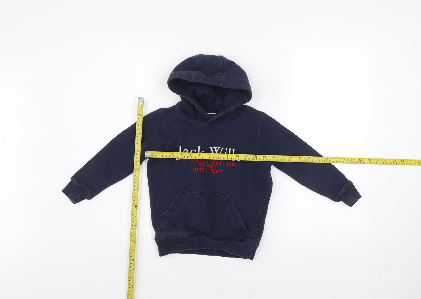 Jack Wills Boys Blue Pullover Hoodie 5-6 Years Embroidered Logo Fleece