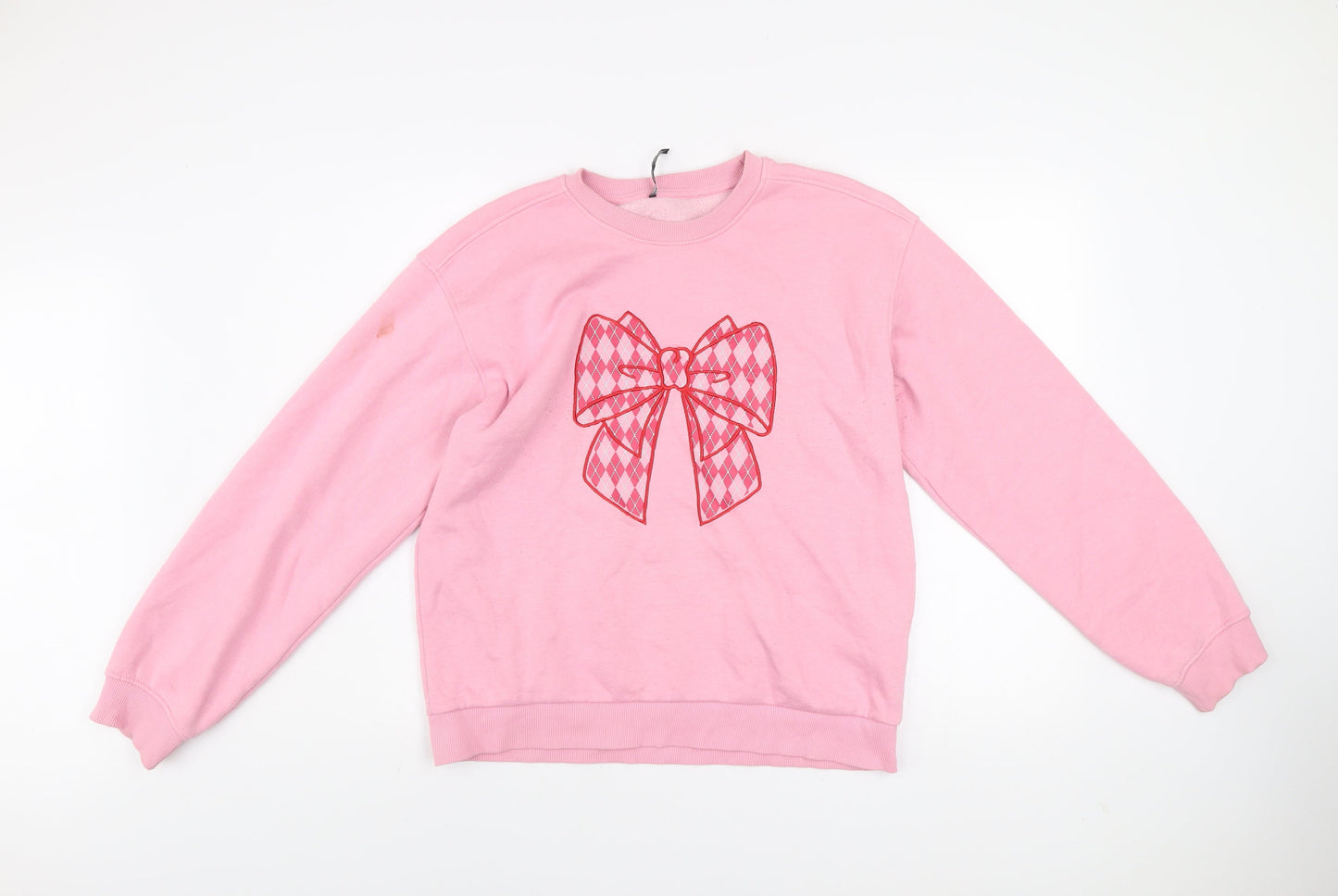 Threadbare Womens Pink Bow Graphic Pullover Sweatshirt UK 12
