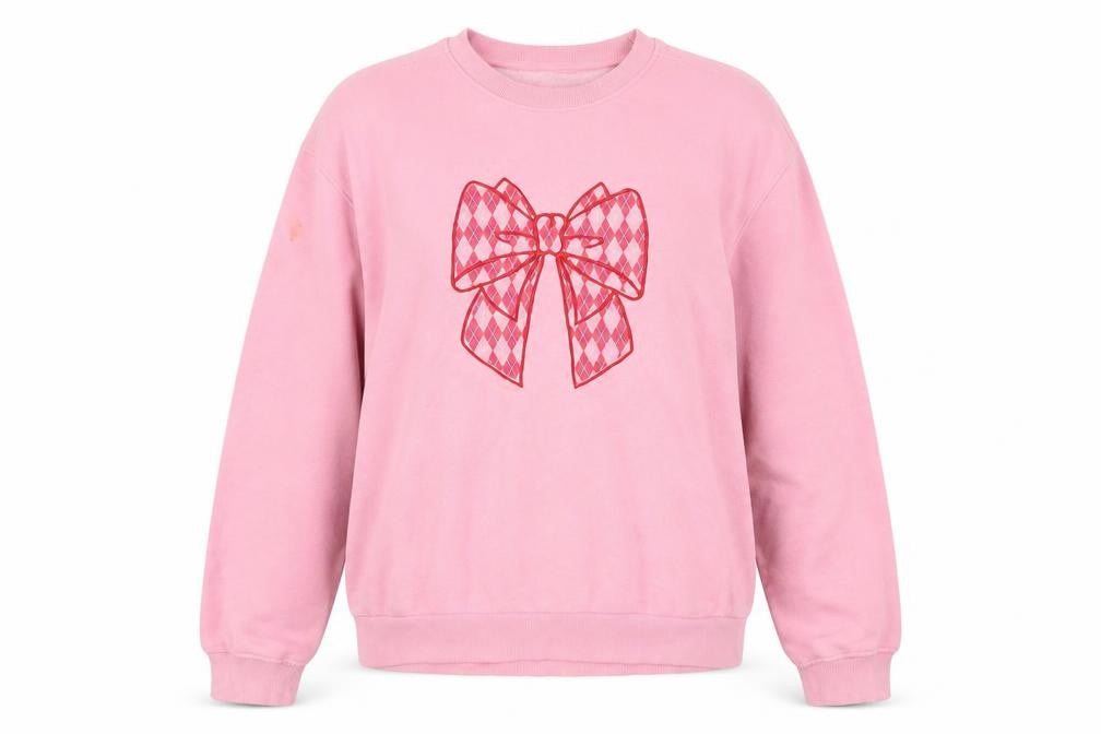 Threadbare Womens Pink Bow Graphic Pullover Sweatshirt UK 12