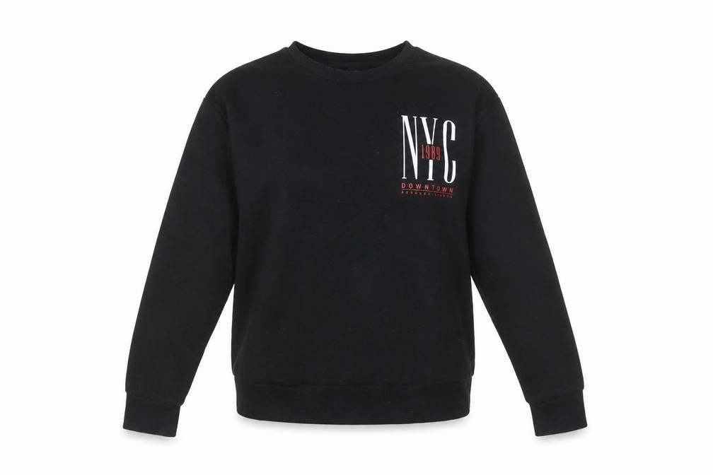 Primark Women Black NYC 1989 Crew Neck Pullover Sweatshirt Size 10/12