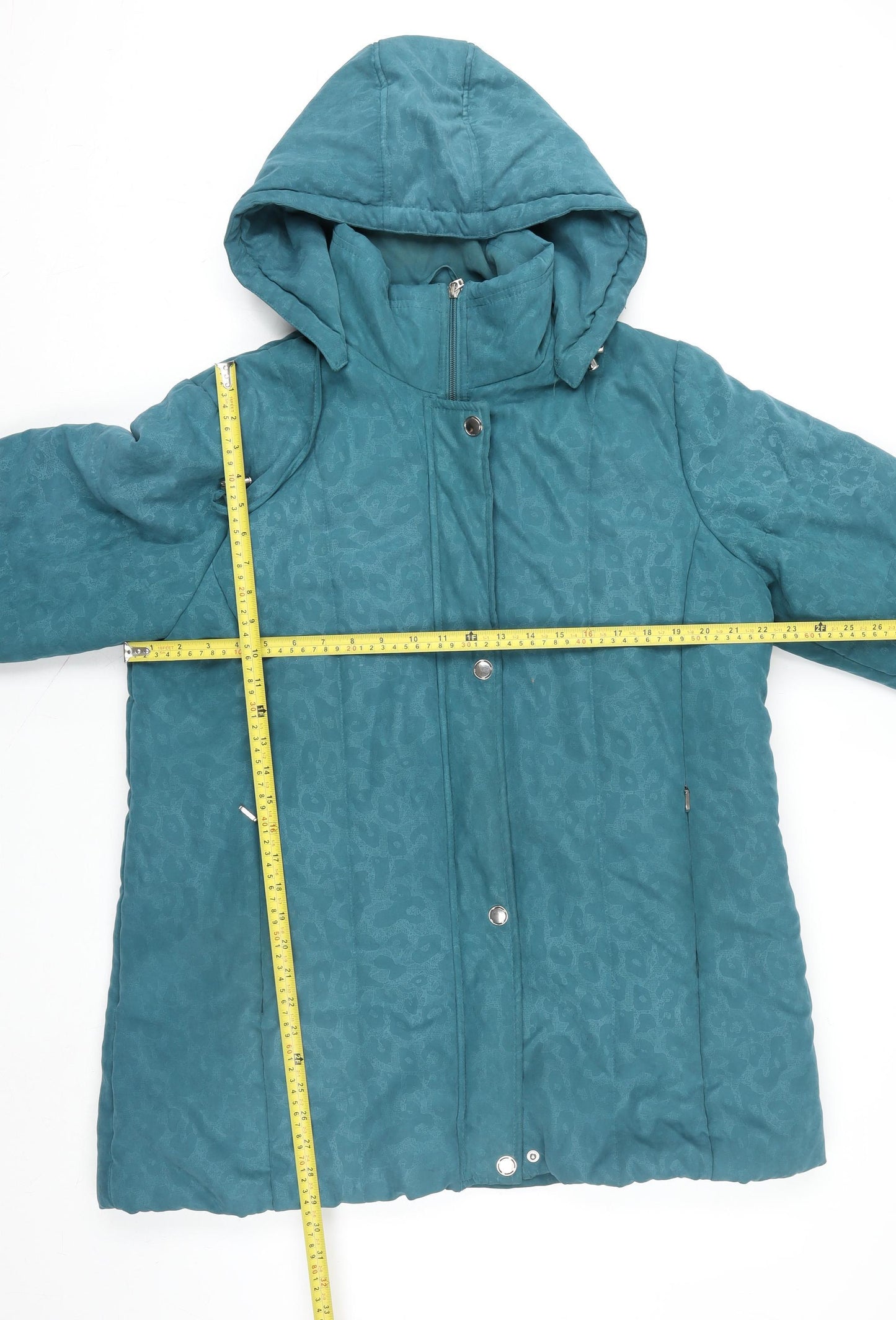 Finesse Women’s Blue Animal Print Hooded Parka Coat Size 20