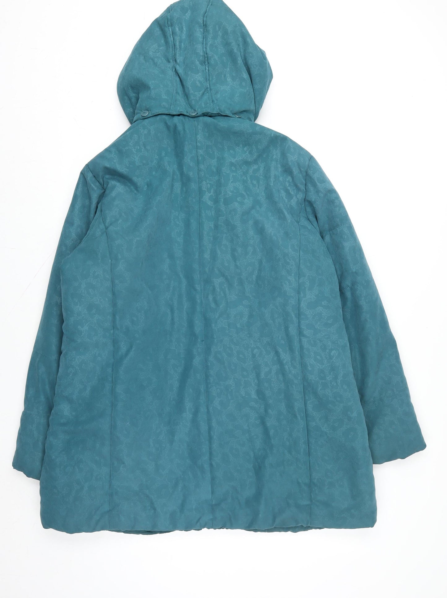 Finesse Women’s Blue Animal Print Hooded Parka Coat Size 20