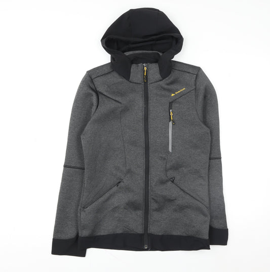 Quechua Men's Grey Softshell Hiking Jacket S Hooded Windproof