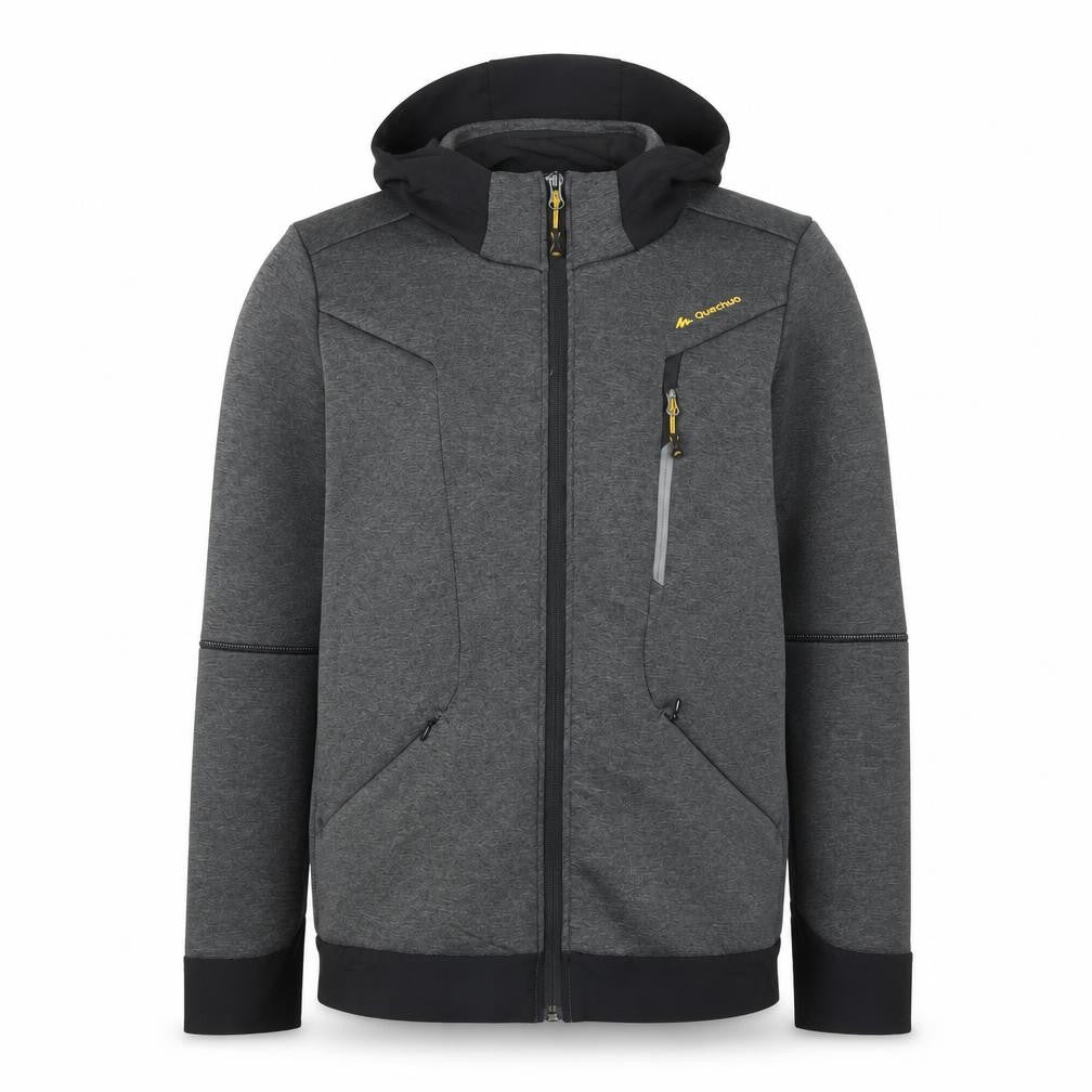 Quechua Men's Grey Softshell Hiking Jacket S Hooded Windproof