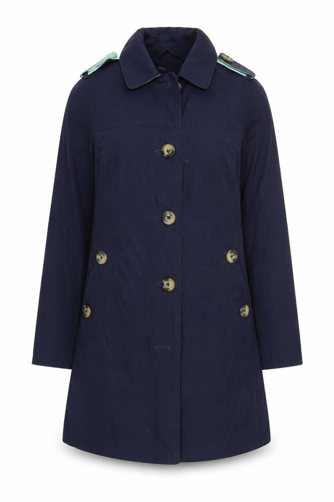 Boden Women's Navy Blue Cotton Trench Coat UK 6 Classic Long Double Breasted