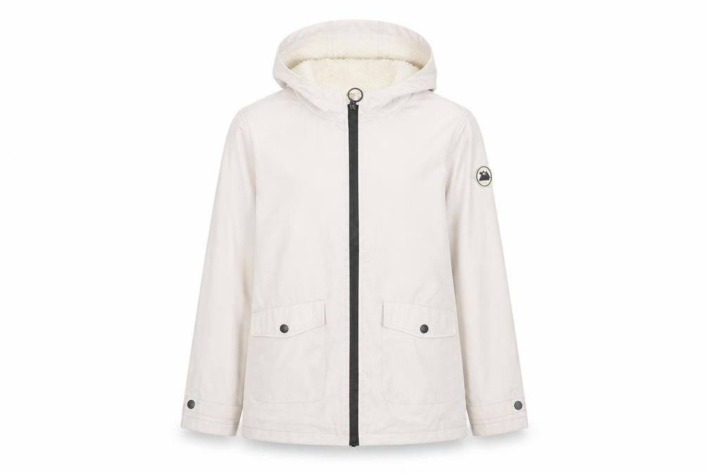 Primark Girls Beige Hooded Parka Coat 10-11 Years Lined Full Zip Pockets