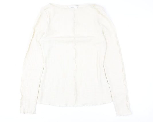 Marks and Spencer Women’s Ivory Long Sleeve Stretch Blouse Size 10