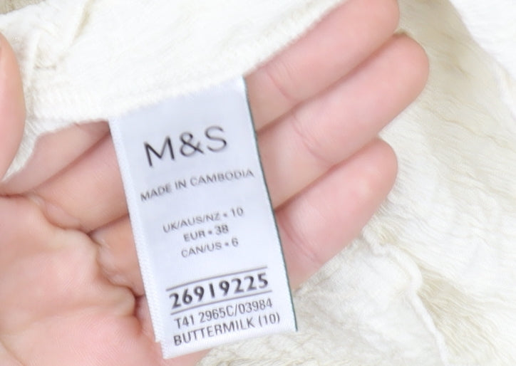 Marks and Spencer Women’s Ivory Long Sleeve Stretch Blouse Size 10