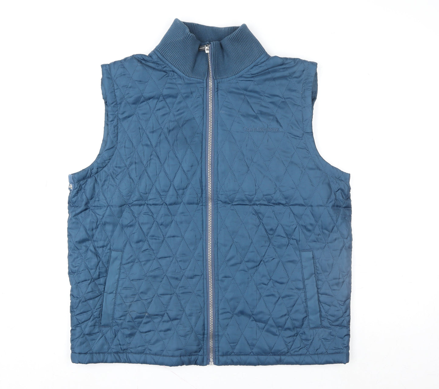 Calvin Klein Jeans Women's Blue Quilted Waistcoat XL Polyester Vest