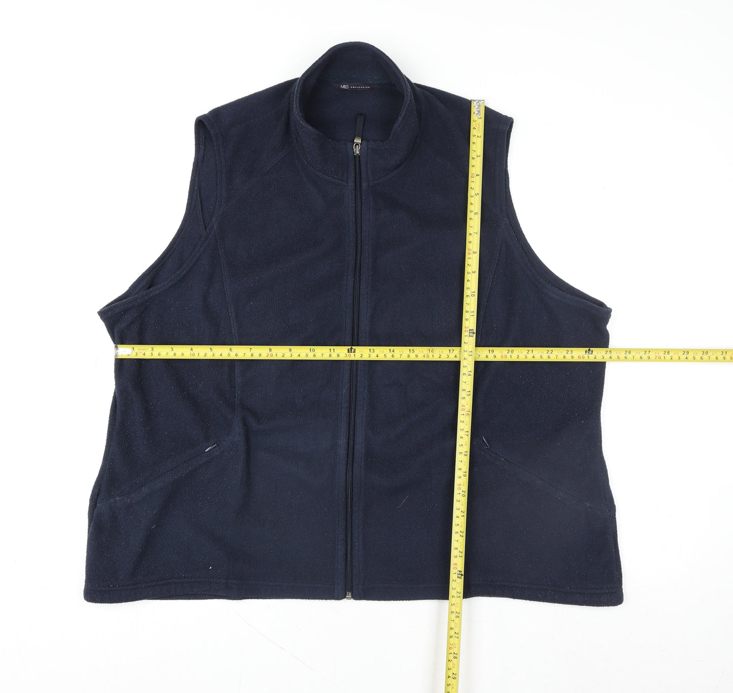 Marks and Spencer Women's Blue Fleece Zip Waistcoat Size 14