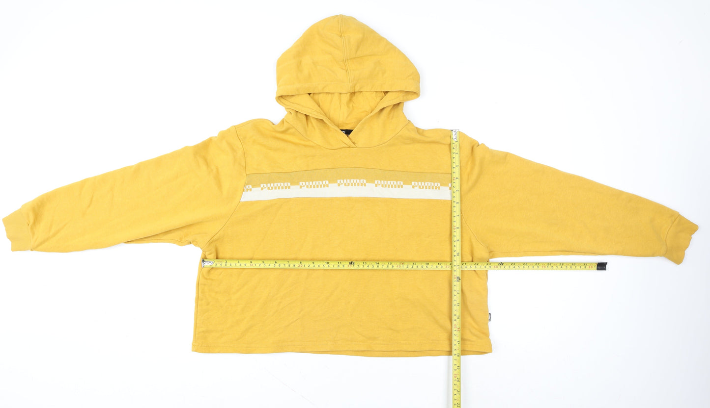 Puma Men's Yellow Pullover Hoodie Size L Sports Jersey Sweatshirt