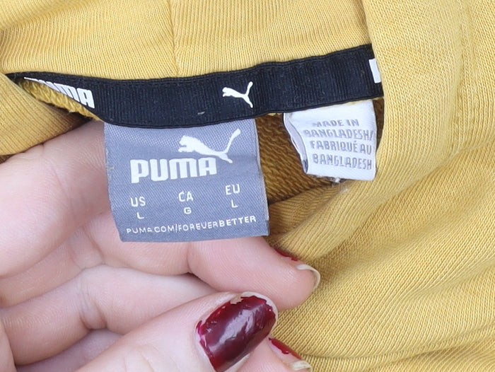 Puma Men's Yellow Pullover Hoodie Size L Sports Jersey Sweatshirt