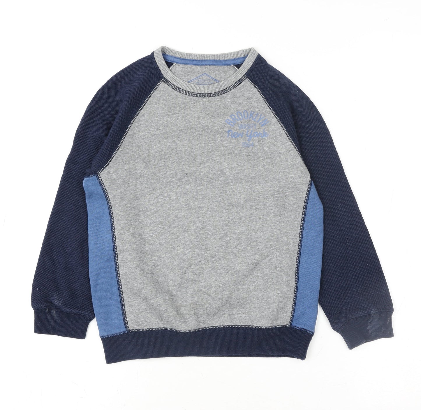 Matalan Boys Grey & Navy Colourblock Pullover Sweatshirt 7 Years