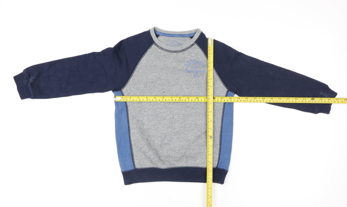 Matalan Boys Grey & Navy Colourblock Pullover Sweatshirt 7 Years