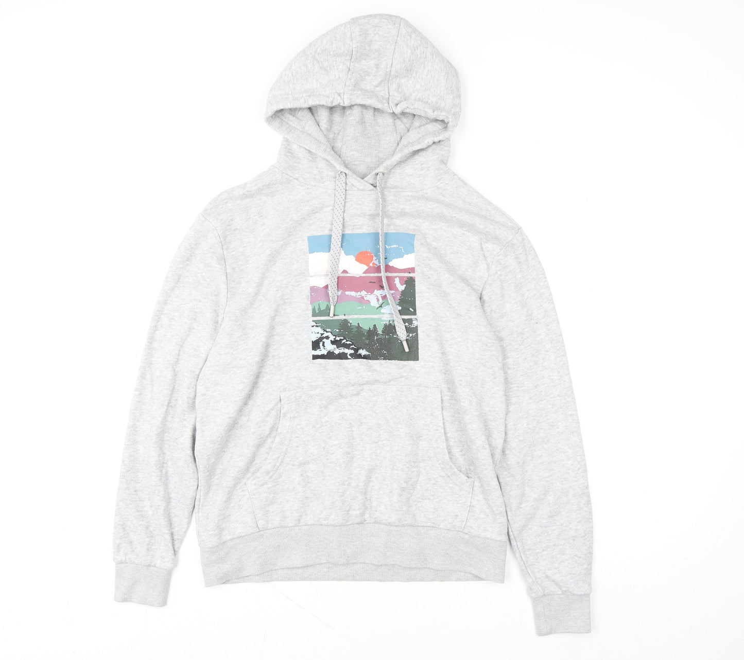 Mountain Warehouse Women Grey Pullover Hoodie UK 8 Graphic Print