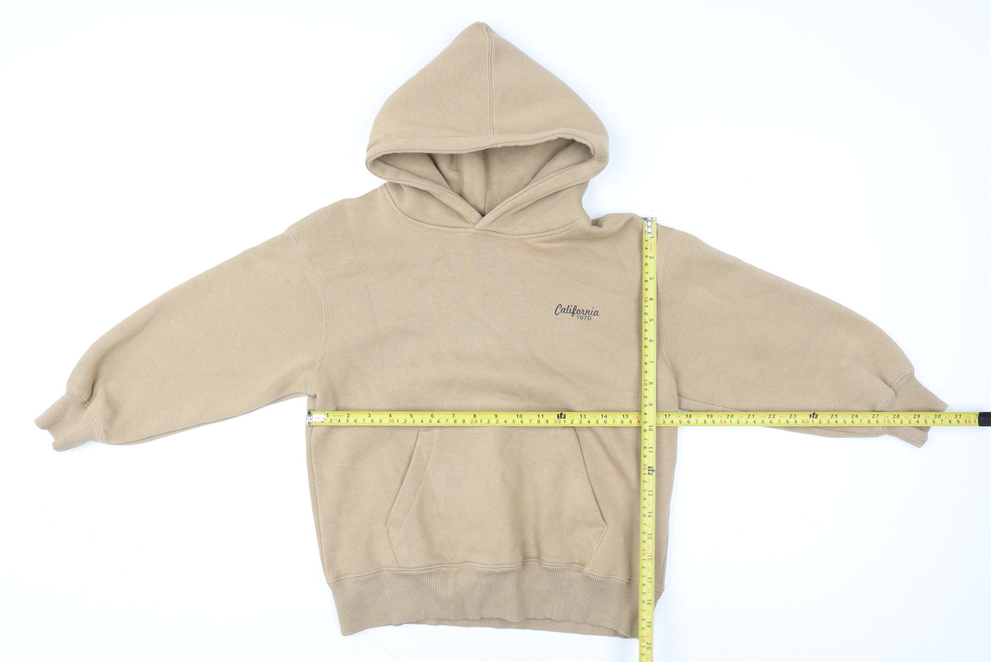 ZARA Girls Beige Pullover Hoodie 8-9 Years Hooded Fleece Lined Sweatshirt