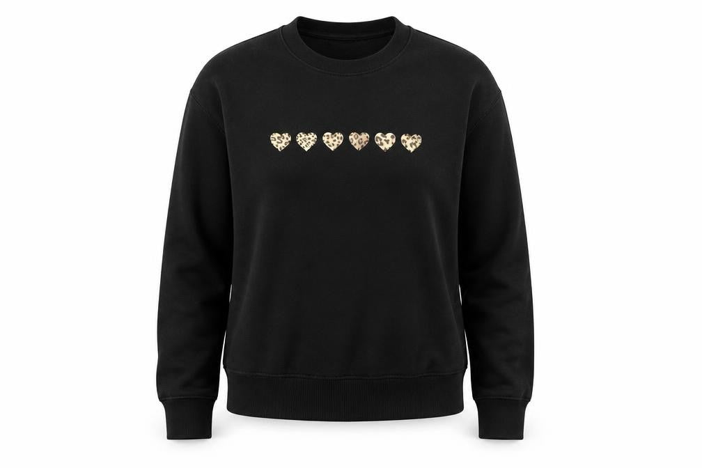Lime Blonde Womens Black Heart Motif Pullover Sweatshirt Size M