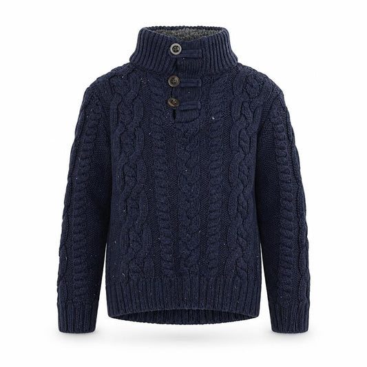 babyGap Girls Blue Henley Cable Knit Jumper 5 Years Wool Blend