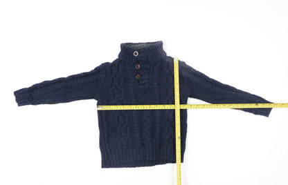 Baby Gap Girls Blue Henley Cable Knit Jumper 5 Years Wool Blend