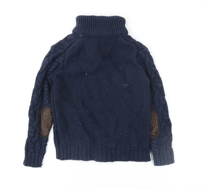 Baby Gap Girls Blue Henley Cable Knit Jumper 5 Years Wool Blend