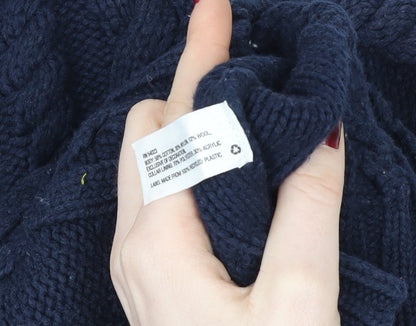 Baby Gap Girls Blue Henley Cable Knit Jumper 5 Years Wool Blend