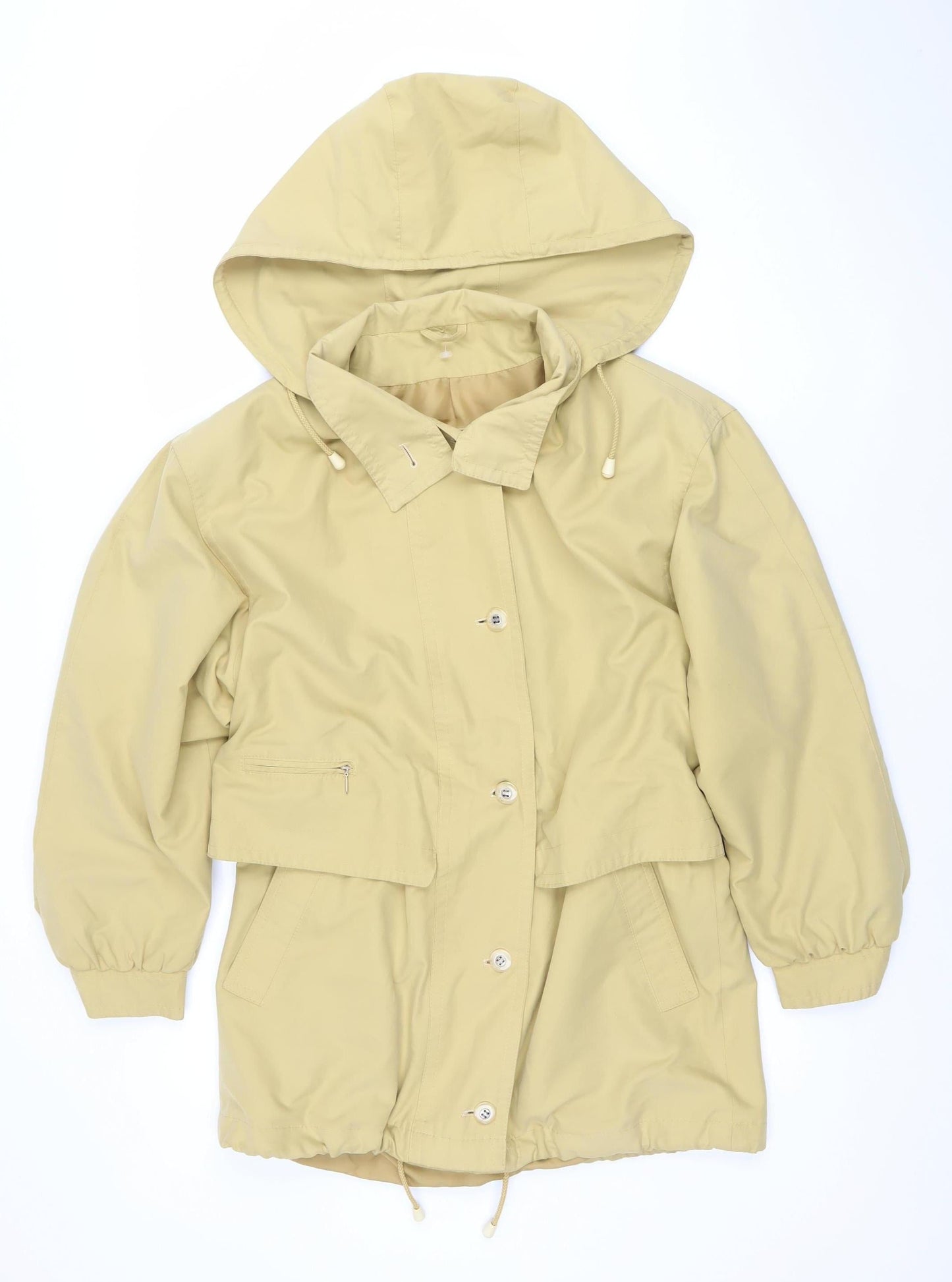 Dannimac Women's Beige Hooded Waterproof Mid-Length Rain Jacket M