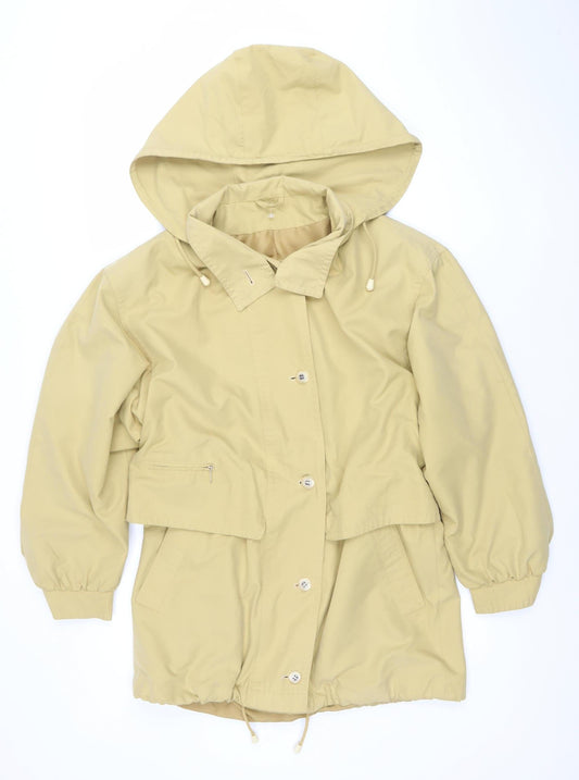 Dannimac Women's Beige Hooded Waterproof Mid-Length Rain Jacket M