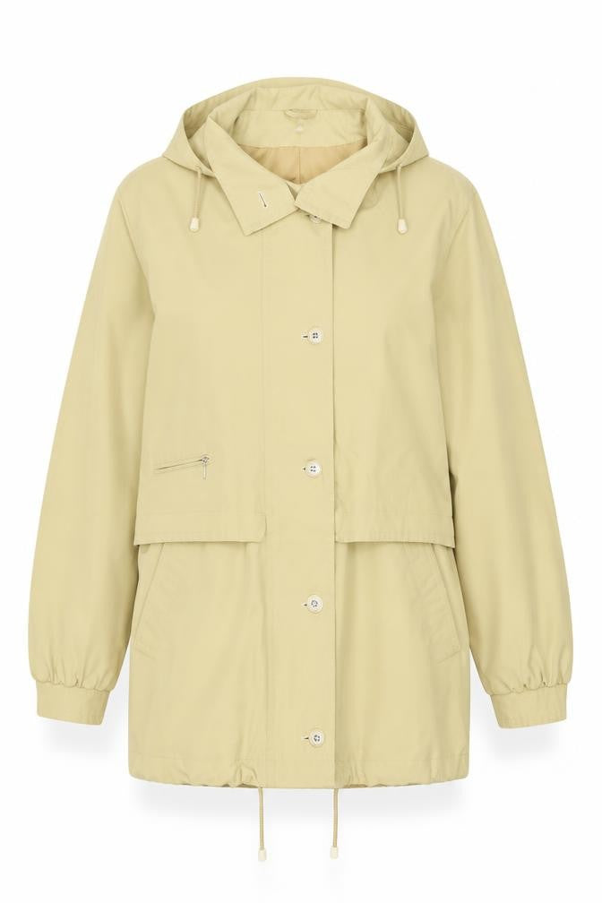Dannimac Women's Beige Hooded Waterproof Mid-Length Rain Jacket M