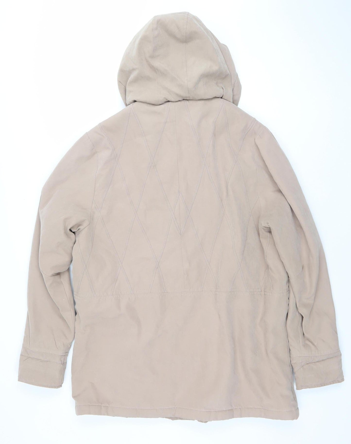 Valerie Hayes Women Beige Hooded Parka Jacket Size 14