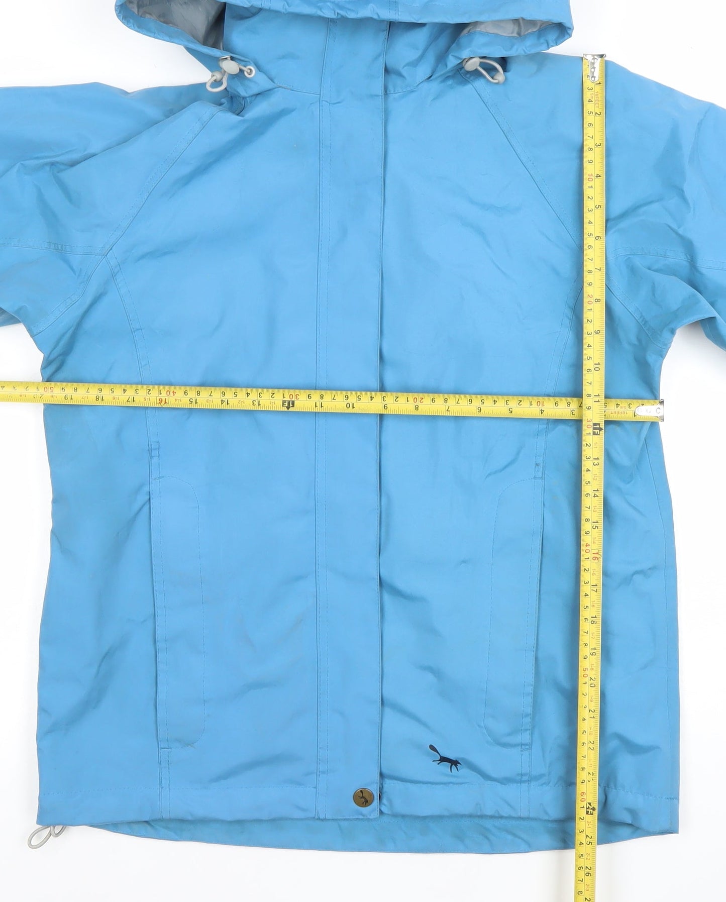 Outdoor Scene Womens Blue Waterproof Rain Jacket Hooded Size S 10-12 UK