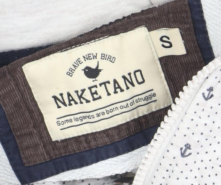 Naketano Men's Beige Anchor Print Full Zip Hoodie Size S