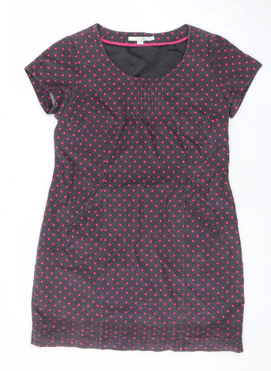 Boden Women Grey Pink Polka Dot Corduroy Shift Dress Size 12
