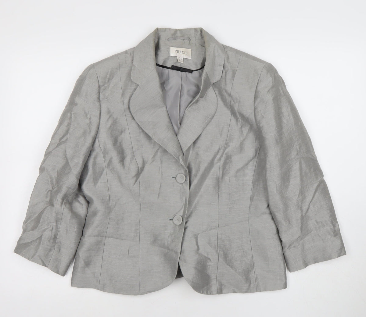 Precis Women Silver Grey Linen Blend Single-Breasted Blazer UK 12