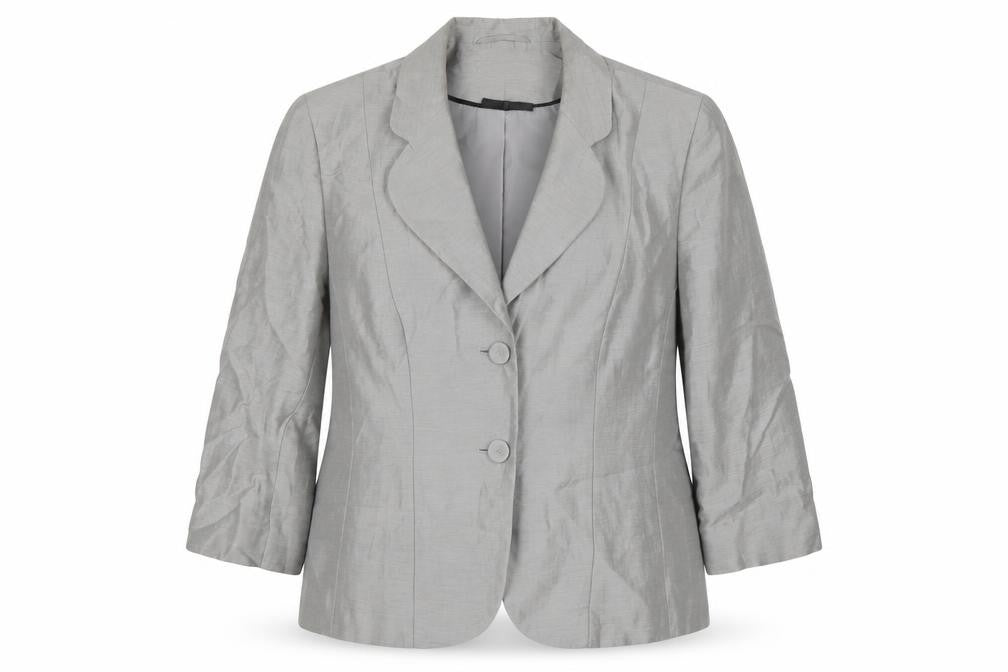Precis Women Silver Grey Linen Blend Single-Breasted Blazer UK 12